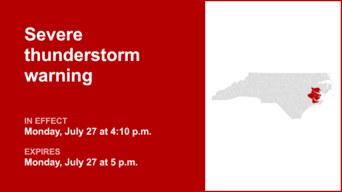 UPDATE: The current severe thunderstorm warning for Eastern North Carolina is replaced 
