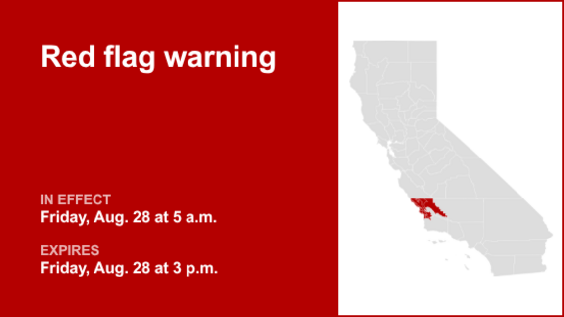 Red flag warning issued for Central Coast for Friday - high fire danger 