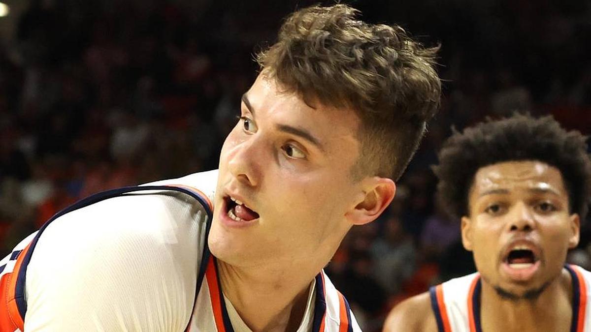  Feb 28, 2026; Auburn, Alabama, USA; Auburn Tigers forward Filip Jovic (38) controls a rebound during the second half against the Mississippi Rebels at Neville Arena. Mandatory Credit: John Reed-Imagn Images | John Reed-Imagn Images 