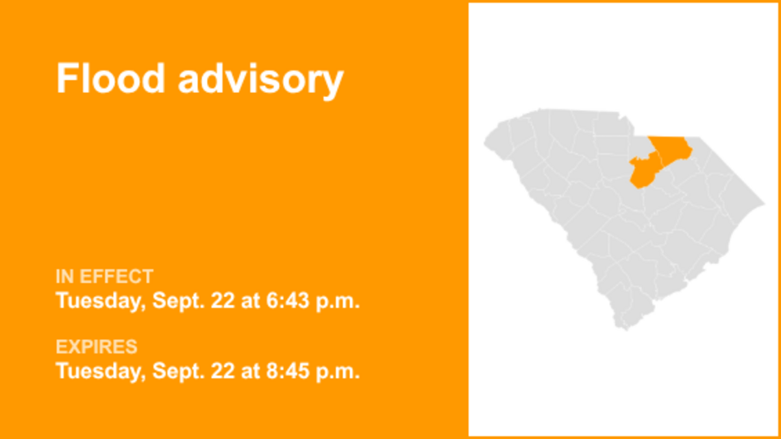 UPDATE: Flood advisory affecting Kershaw and Richland counties Tuesday night 