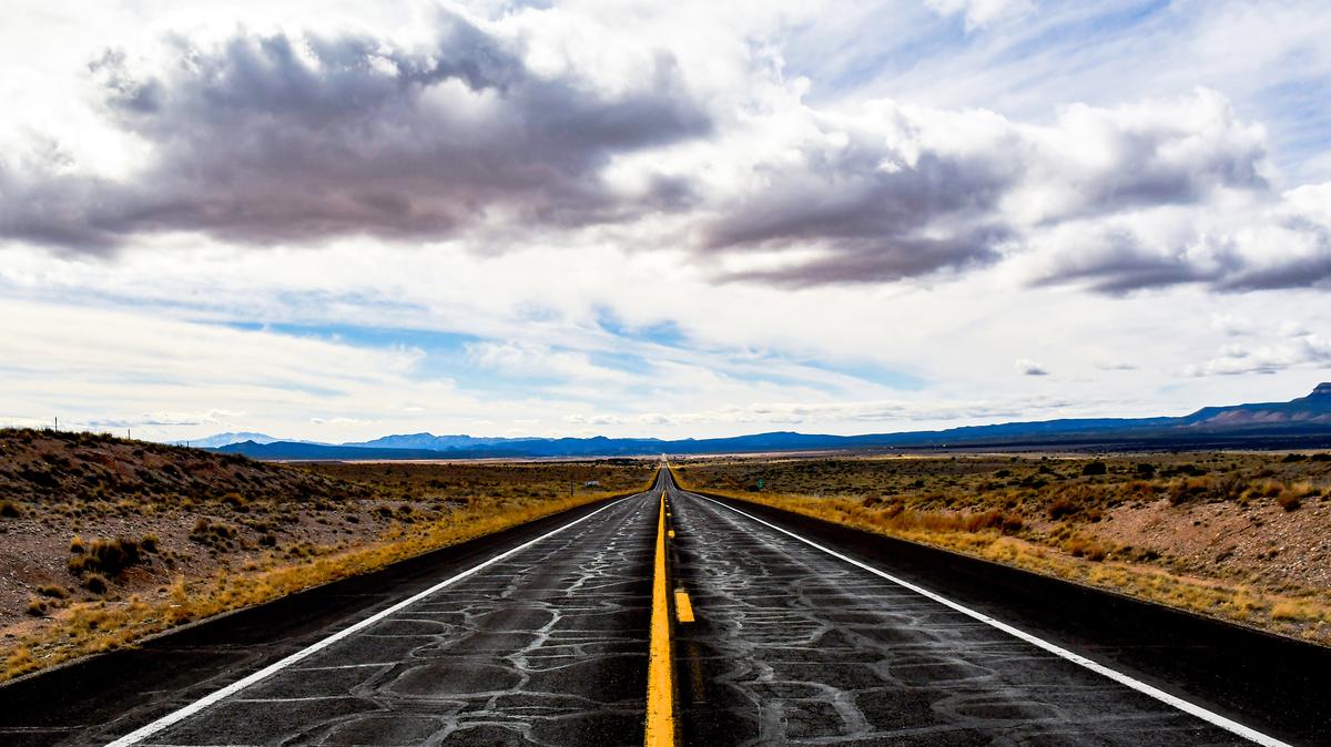 Route 66 west of Seligman, Arizona, on Feb. 20, 2026. (Christopher Reynolds/Los Angeles Times/TNS)