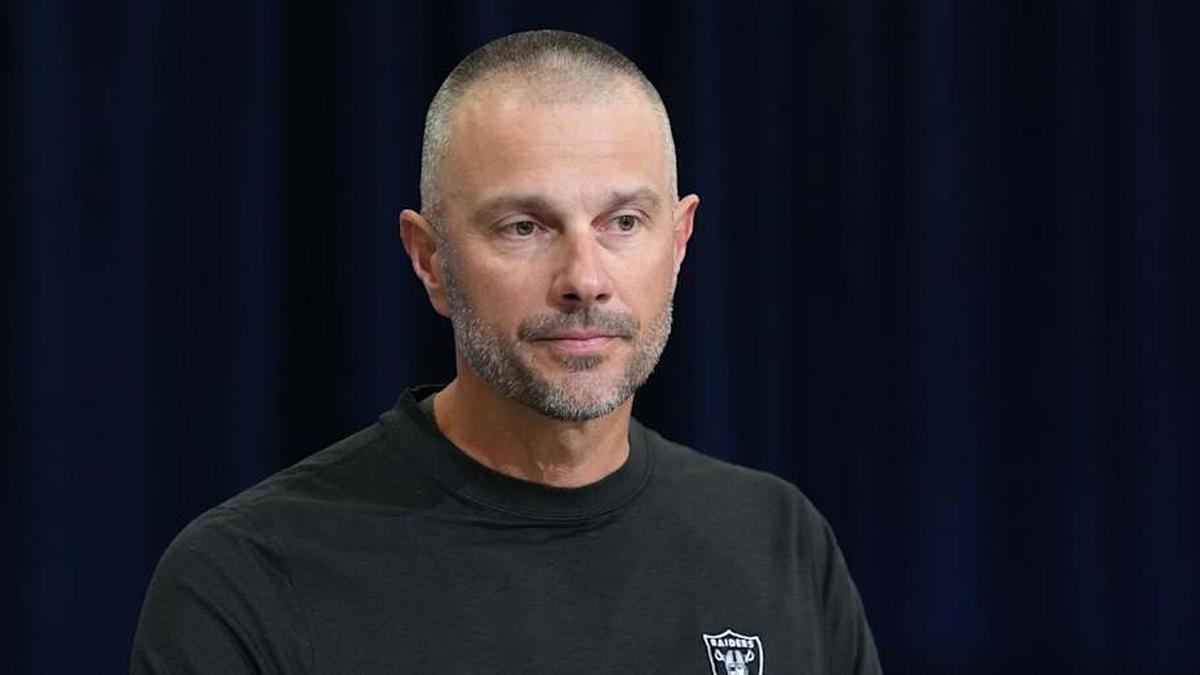  Feb 24, 2026; Indianapolis, IN, USA; Las Vegas Raiders general manager John Spytek speaks at the NFL Scouting Combine at the Indiana Convention Center. Mandatory Credit: Kirby Lee-Imagn Images | Kirby Lee-Imagn Images 