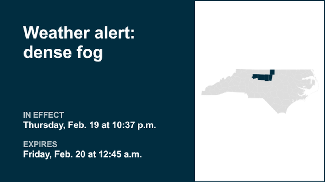 UPDATE: Weather alert issued for dense fog in the Piedmont region until Friday morning 
