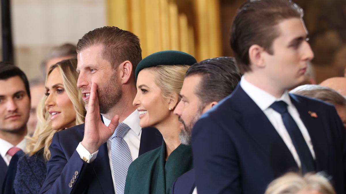 From left, Lara Trump, Eric Trump, Ivanka Trump, Donald Trump Jr. and Barron Trump attend inauguration ceremonies in the U.S. Capitol Rotunda on Jan. 20, 2025, in Washington, D.C. (Kevin Lamarque/Pool/Getty Images/TNS)