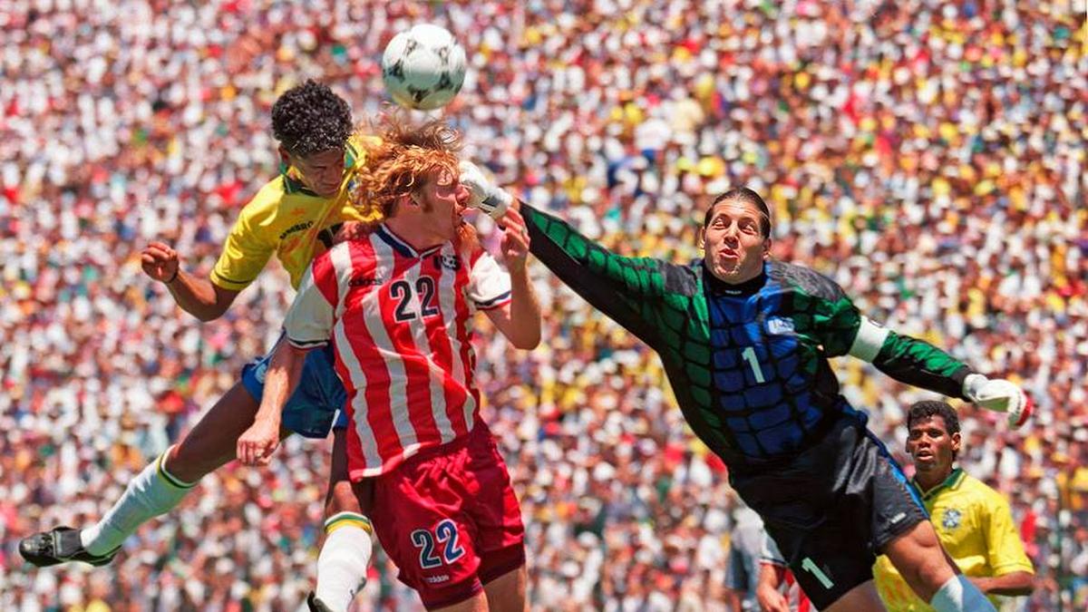 As the 1994 host, the U.S. survived the group stage but then was eliminated by Brazil. | Chris Cole/Allsport/Getty Images 