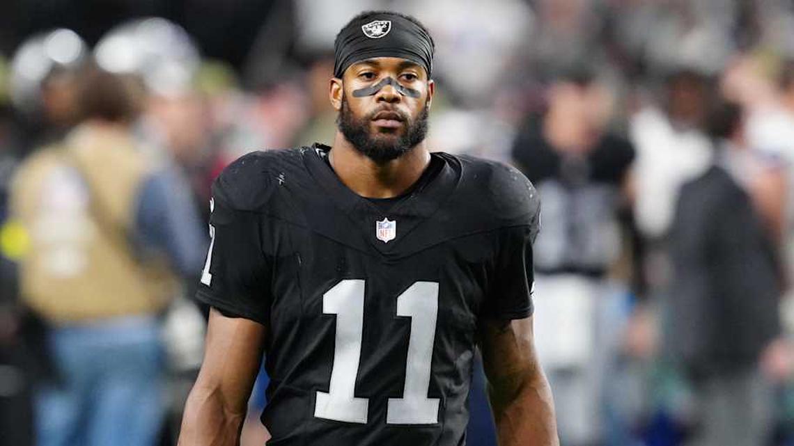  Nov 17, 2025; Paradise, Nevada, USA; Las Vegas Raiders safety Jeremy Chinn (11) reacts after the game against the Dallas Cowboys at Allegiant Stadium. Mandatory Credit: Stephen R. Sylvanie-Imagn Images | Stephen R. Sylvanie-Imagn Images 