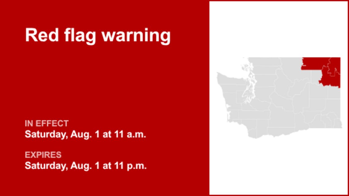 Red flag warning affecting Eastern Washington Saturday - enhanced fire threat 