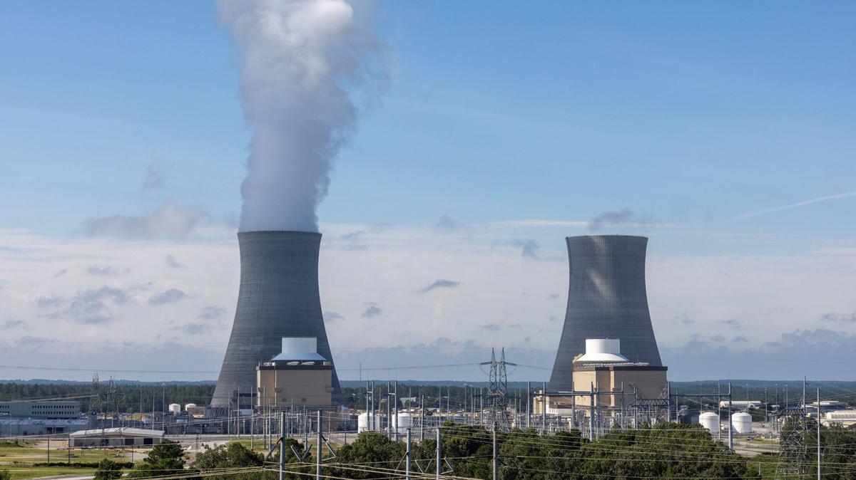 From left, views of Units 3 and 4 at Plant Vogtle, in Burke County near Waynesboro, Georgia, on July 31, 2023. (Arvin Temkar/The Atlanta Journal-Constitution/TNS)