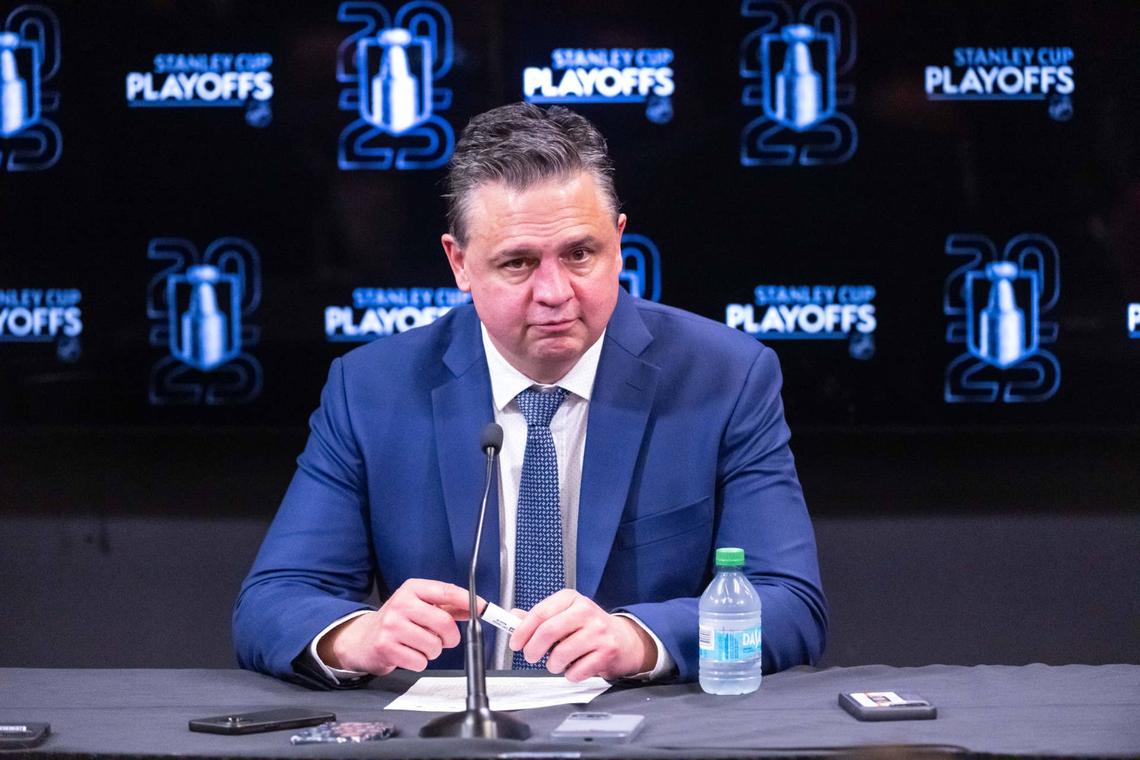  Ottawa Senators head coach Travis Green speaks to the media. Marc DesRosiers-Imagn Images