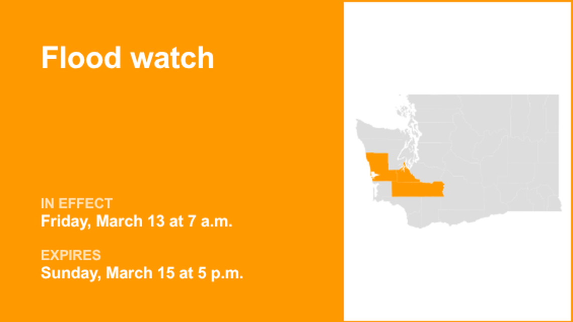 UPDATE: Lewis and Thurston counties placed under a flood watch until early Sunday evening 