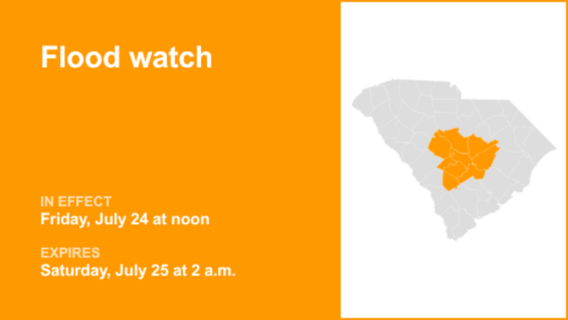 UPDATE: Flood watch in place for South Carolina until 2 a.m. Saturday 