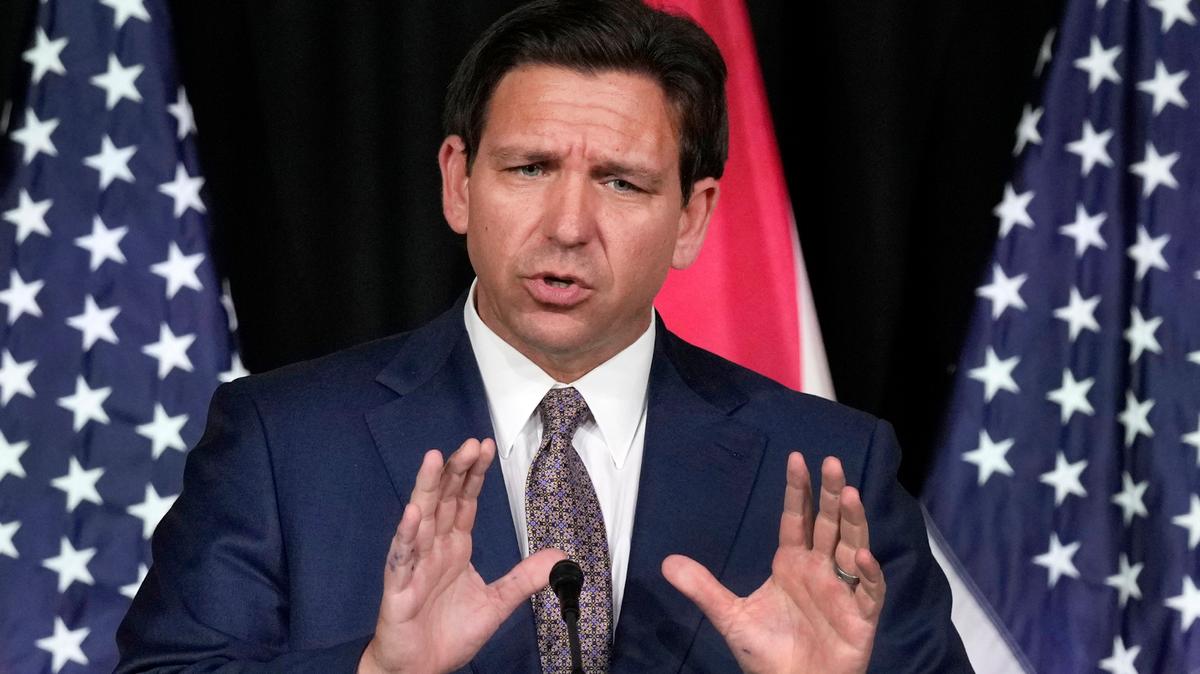Florida Gov. Ron DeSantis on Feb. 15 at Palm Beach Atlantic University in West Palm Beach.