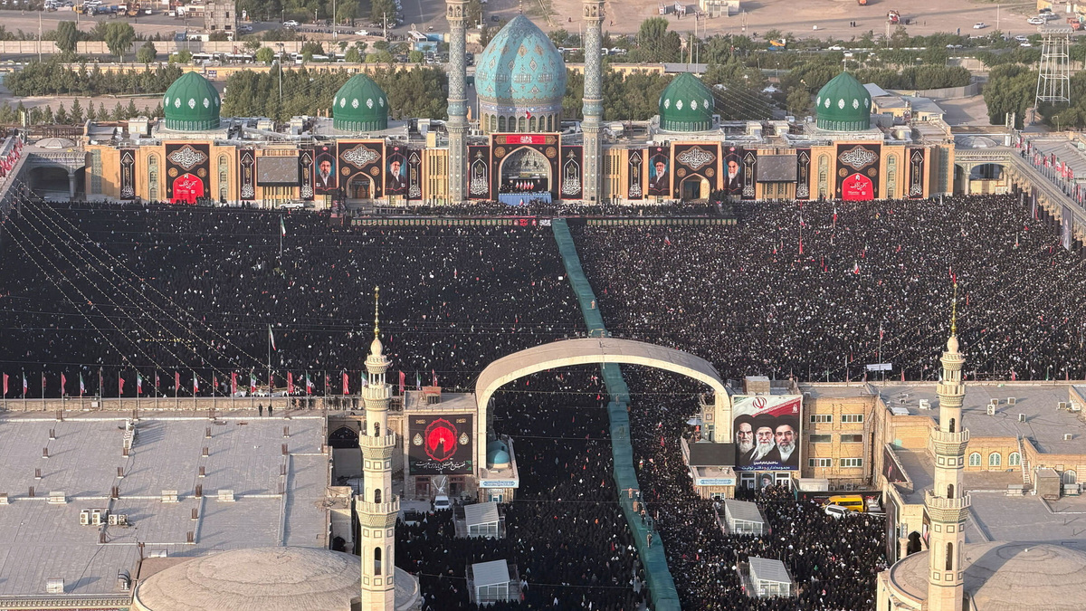 Mourners attend a prayer for Iran's late Supreme Leader Ayatollah Ali Khamenei, who was killed on February 28 in Israeli and U.S. airstrikes, at the Jamkaran Mosque, in Qom, Iran, July 7, 2026. Office of the Iranian Supreme Leader/WANA (West Asia News Agency) via REUTERS