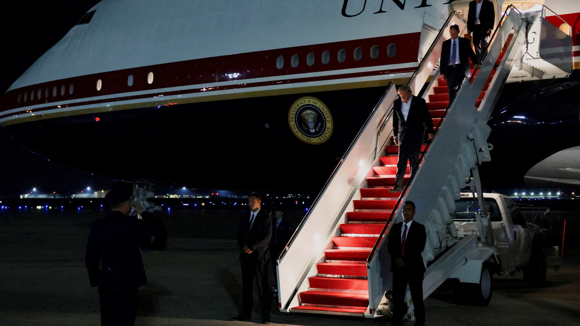 'If I go, you go, right?': Traveling on the presidential plane - without Trump 