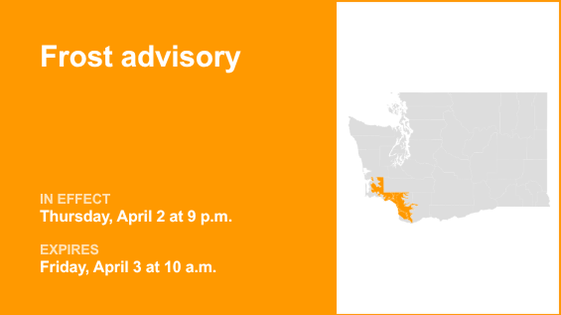 UPDATE: Southwest Washington placed under a frost advisory until Friday morning 