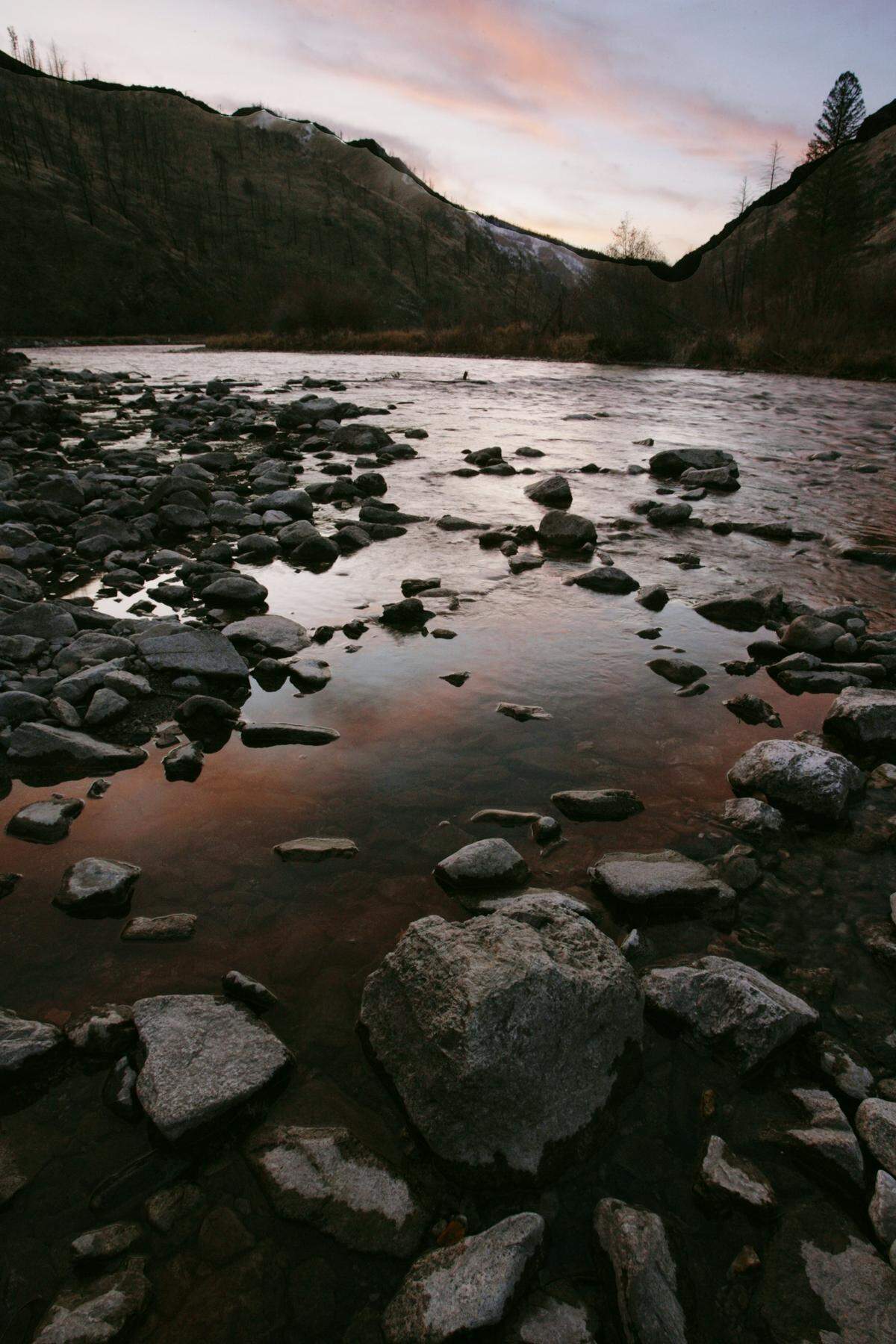 Big Creek meets the Middle Fork of the Salmon River and enters Impassable Canyon. Big Creek is the largest tributary of the Middle Fork. 