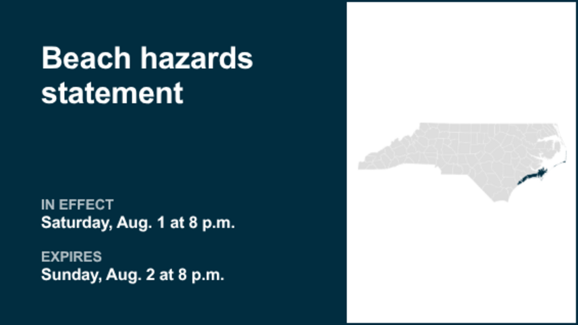 UPDATE: Beach hazards statement in place for Crystal Coast until Wednesday evening 