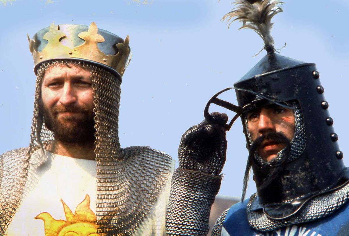 Graham Chapman, left, and Terry Jones in the 1975 comedy “Monty Python and the Holy Grail.” 