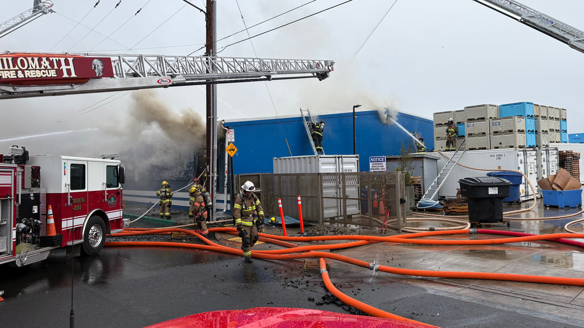 Oregon State Fire Marshal hazmat team responds to Pacific Seafood fire