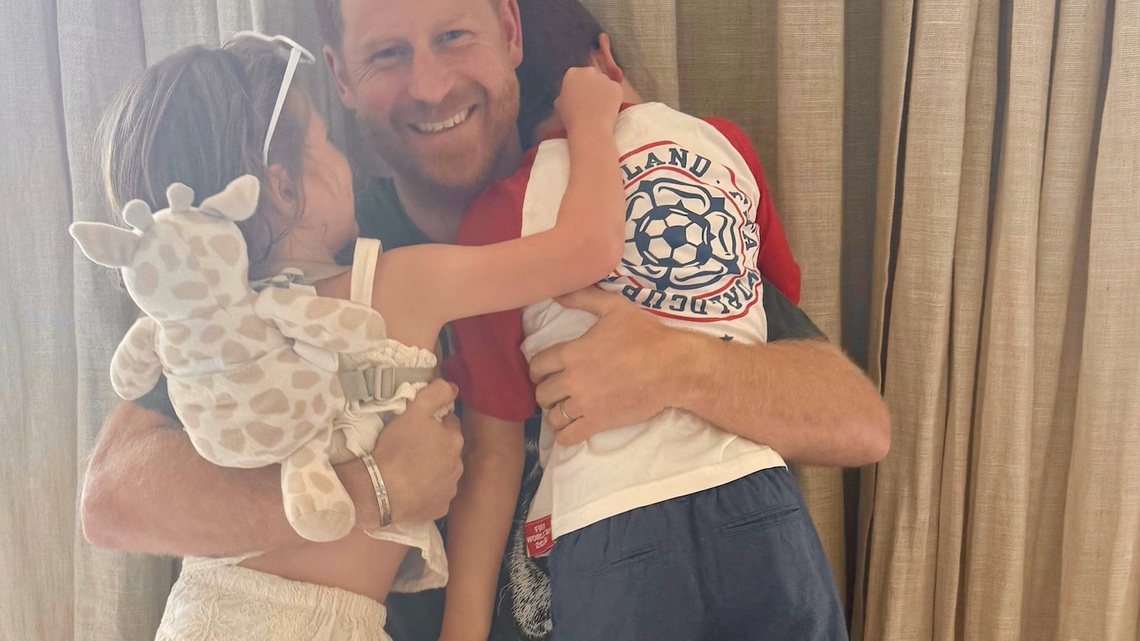 Prince Harry Hugs Kids Archie and Lili in Rare Pic for Father's Day 