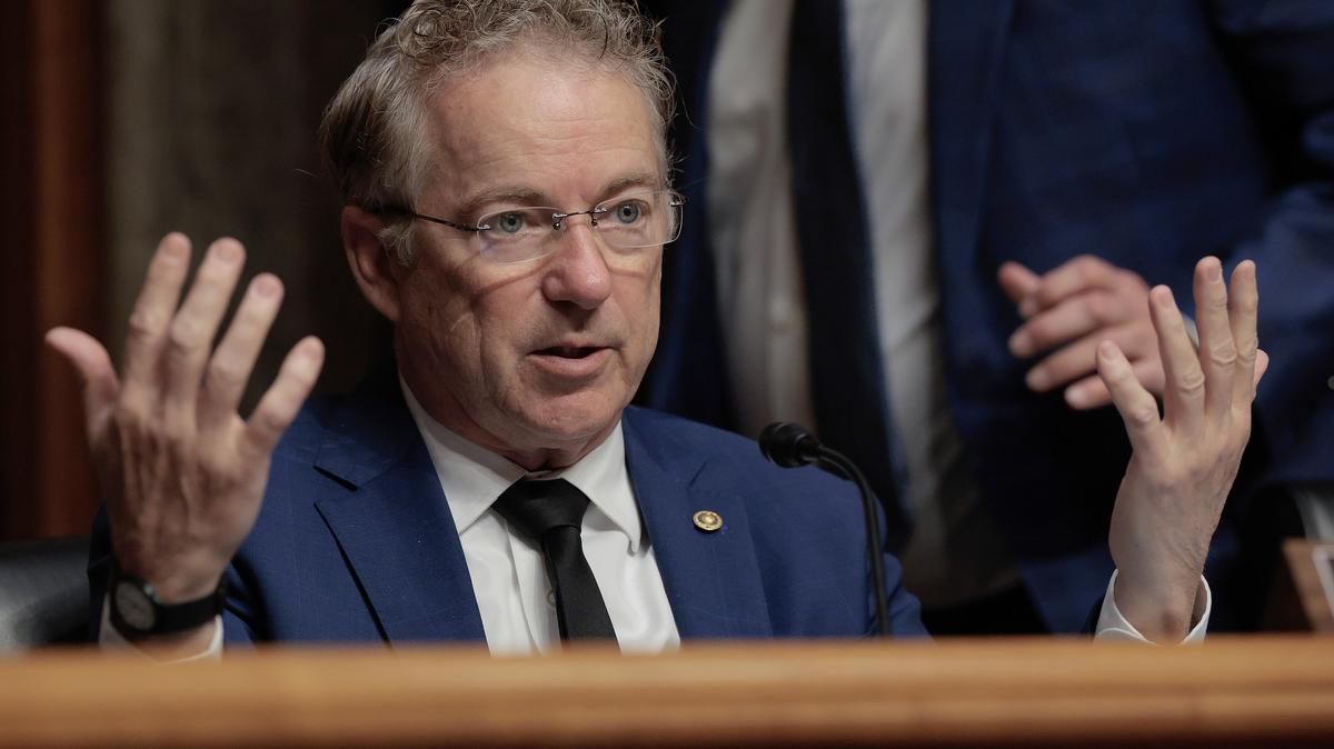 Senate Homeland Security and Governmental Affairs Committee Chairman Rand Paul (R-KY) questions witnesses during a hearing on oversight of the Department of Homeland Security in the Dirksen Senate Office Building on Feb. 12, 2026, in Washington, D.C. (Chip Somodevilla/Getty Images/TNS)