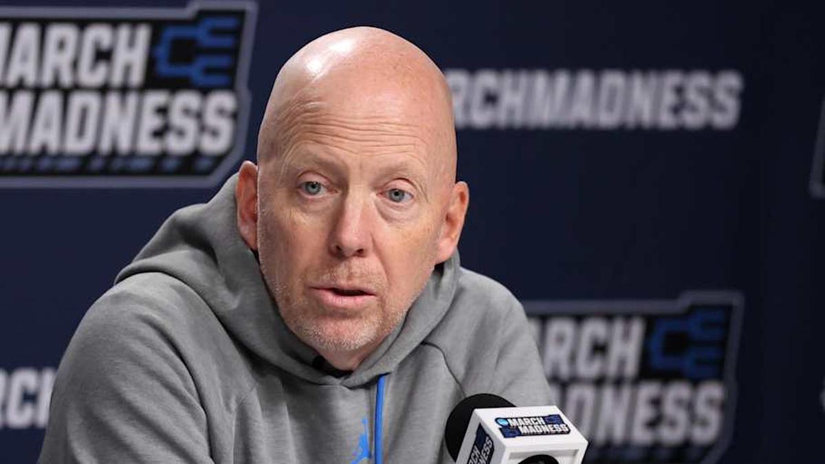  Mar 19, 2026; Philadelphia, PA, USA; UCLA Bruins head coach Mick Cronin speaks with the media before a practice session ahead of the first round of the men's 2026 NCAA Tournament at Xfinity Mobile Arena. Mandatory Credit: Bill Streicher-Imagn Images | Bill Streicher-Imagn Images 