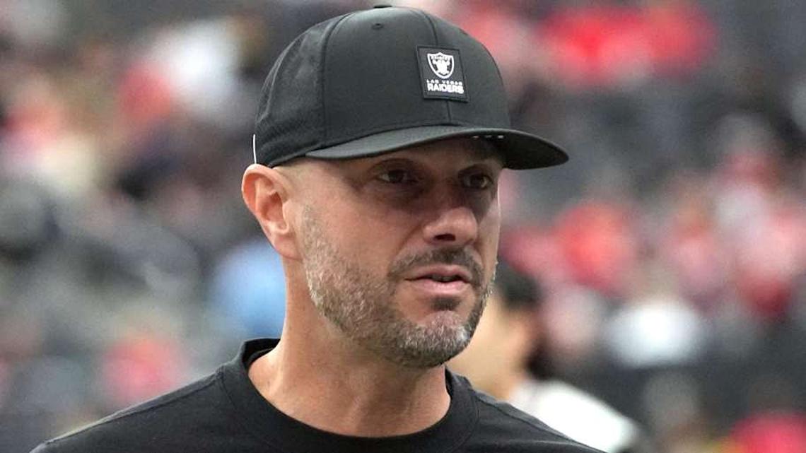 Jan 4, 2026; Paradise, Nevada, USA; Las Vegas Raiders general manager John Spytek reacts during the game against the Kansas City Chiefs at Allegiant Stadium. Mandatory Credit: Kirby Lee-Imagn Images | Kirby Lee-Imagn Images 