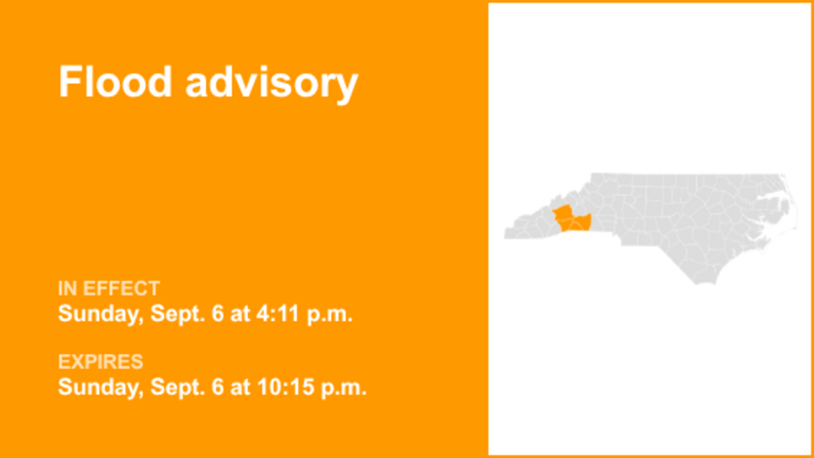 Western North Carolina placed under a flood advisory until Sunday night 