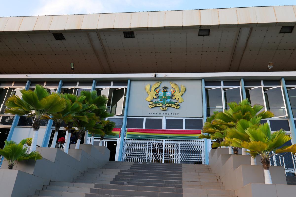 The Parliament of Ghana building on the day of a parliamentary session on the Human Sexual Rights and Family Values Bill in Accra, Ghana, May 29, 2026. REUTERS/Francis Kokoroko