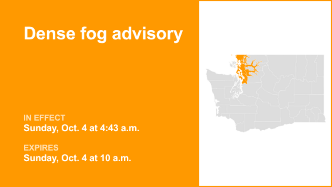 Dense fog advisory issued for Puget Sound region until Sunday morning 
