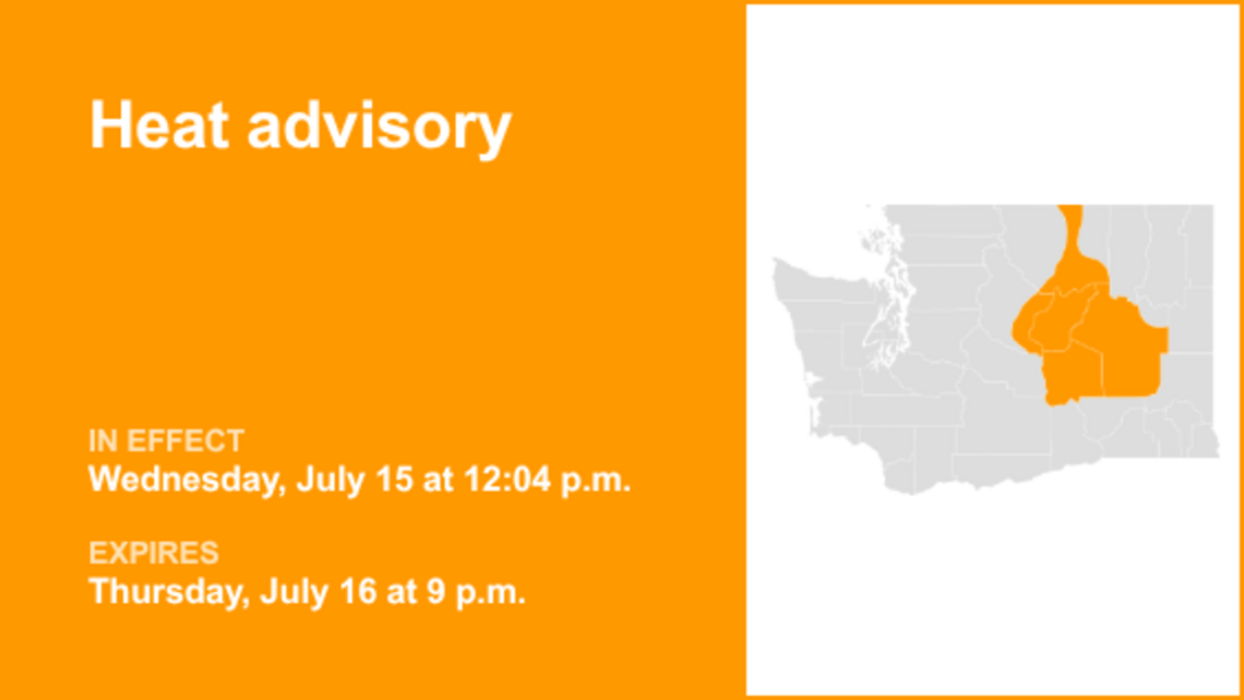 UPDATE: Central Washington under a heat advisory until Thursday night 