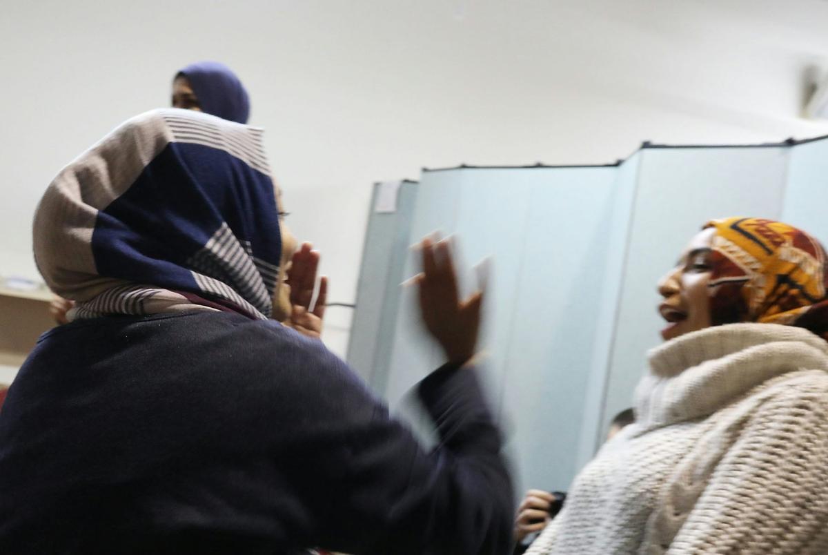  Muslim women participate in a self-defense class in 2016 in New York. Spencer Platt/Getty Images 