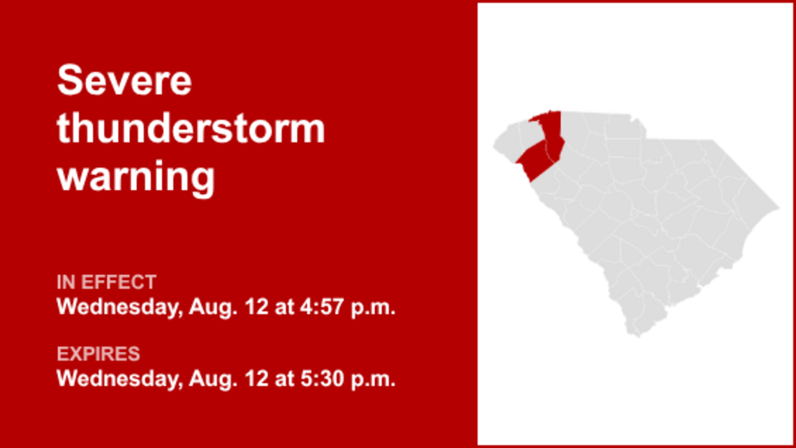 UPDATE: Thunderstorms with damaging winds and quarter-sized hail in Greenville County Wednesday 