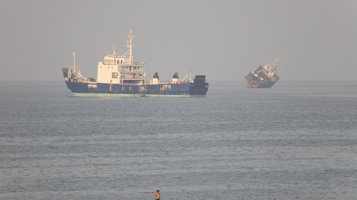 Vessels in the Strait of Hormuz near the beach of Bandar Abbas, Iran, June 21, 2026. Amirhosein Khorgooi/ISNA/via WANA (West Asia News Agency)via REUTERS