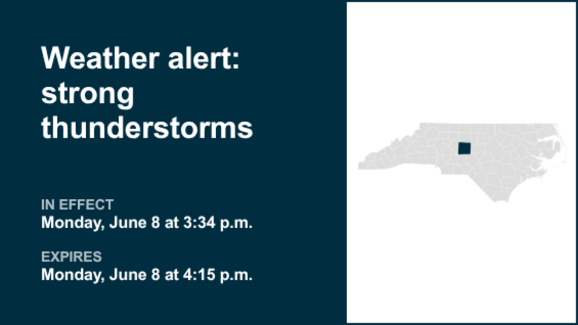 Weather alert in place for Randolph County early Monday evening, says the NWS 