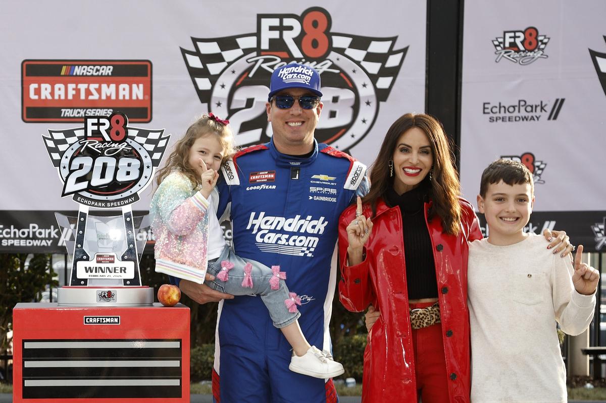 Kyle Busch with wife Samantha and their two children, Lennix and Brexton.