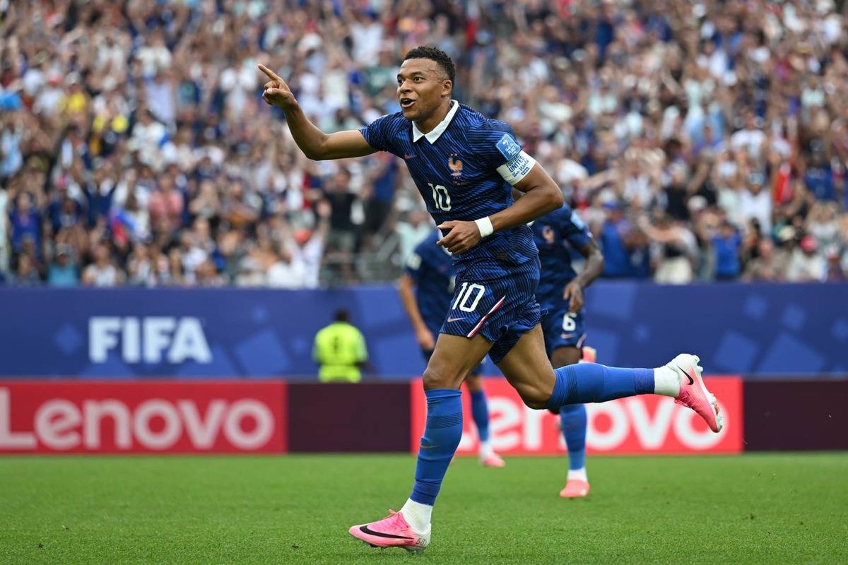  Kylian Mbappe #10 of France celebrates scoring his team's first goal during the FIFA World Cup 2026 Group I match between France and Iraq at Philadelphia Stadium on June 22, 2026 in Philadelphia, Pennsylvania. (Photo by Shaun Botterill - FIFA/FIFA via Getty Images) Photo by Shaun Botterill - FIFA/FIFA via Getty Images