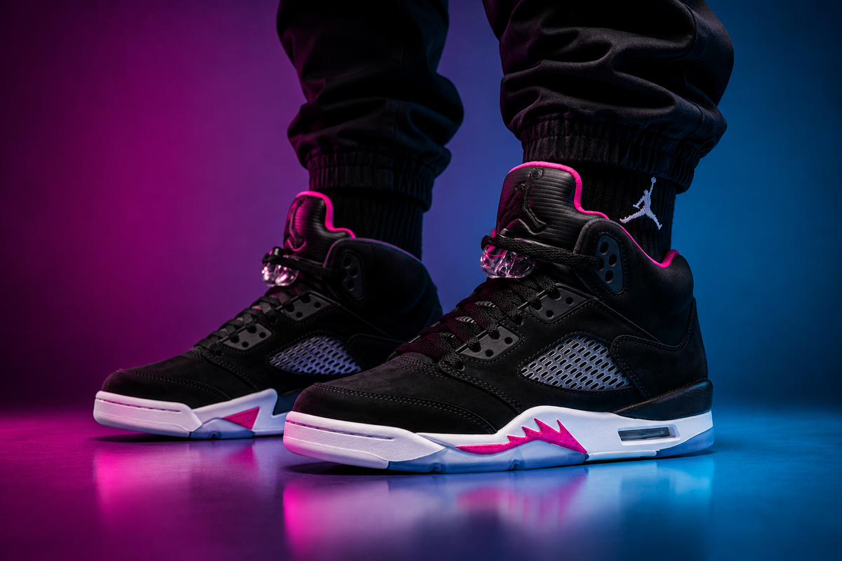  Air Jordan 5 Black Deadly Pink kickscrew h/t RabaKali