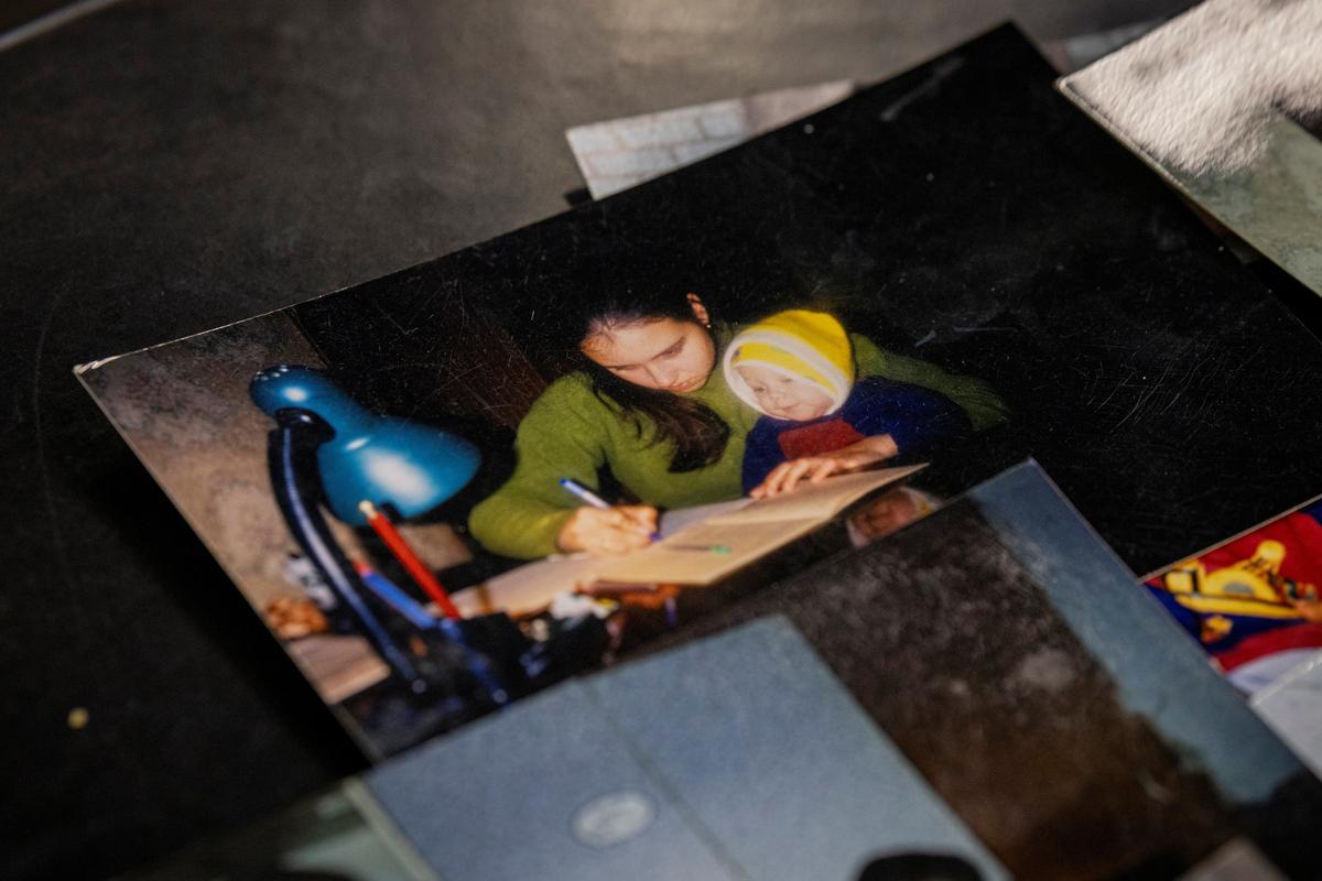 A private photograph shows Hanna Zamyshliaieva and her son, Anton Volkovych, who disappeared after Russian forces occupied Ukraine's southern Kherson region in 2022, during an interview in Zhytomyr, Ukraine, September 29, 2025.  REUTERS/Thomas Peter