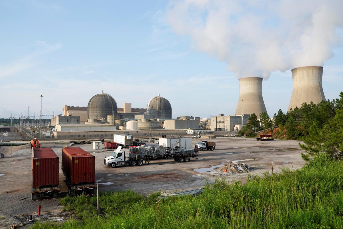 FILE PHOTO: Reactors 1 and 2 are seen at the nuclear-powered Vogtle Electric Generating Plant in Waynesboro, Georgia, U.S. August 13, 2024.  REUTERS/Megan Varner/File Photo