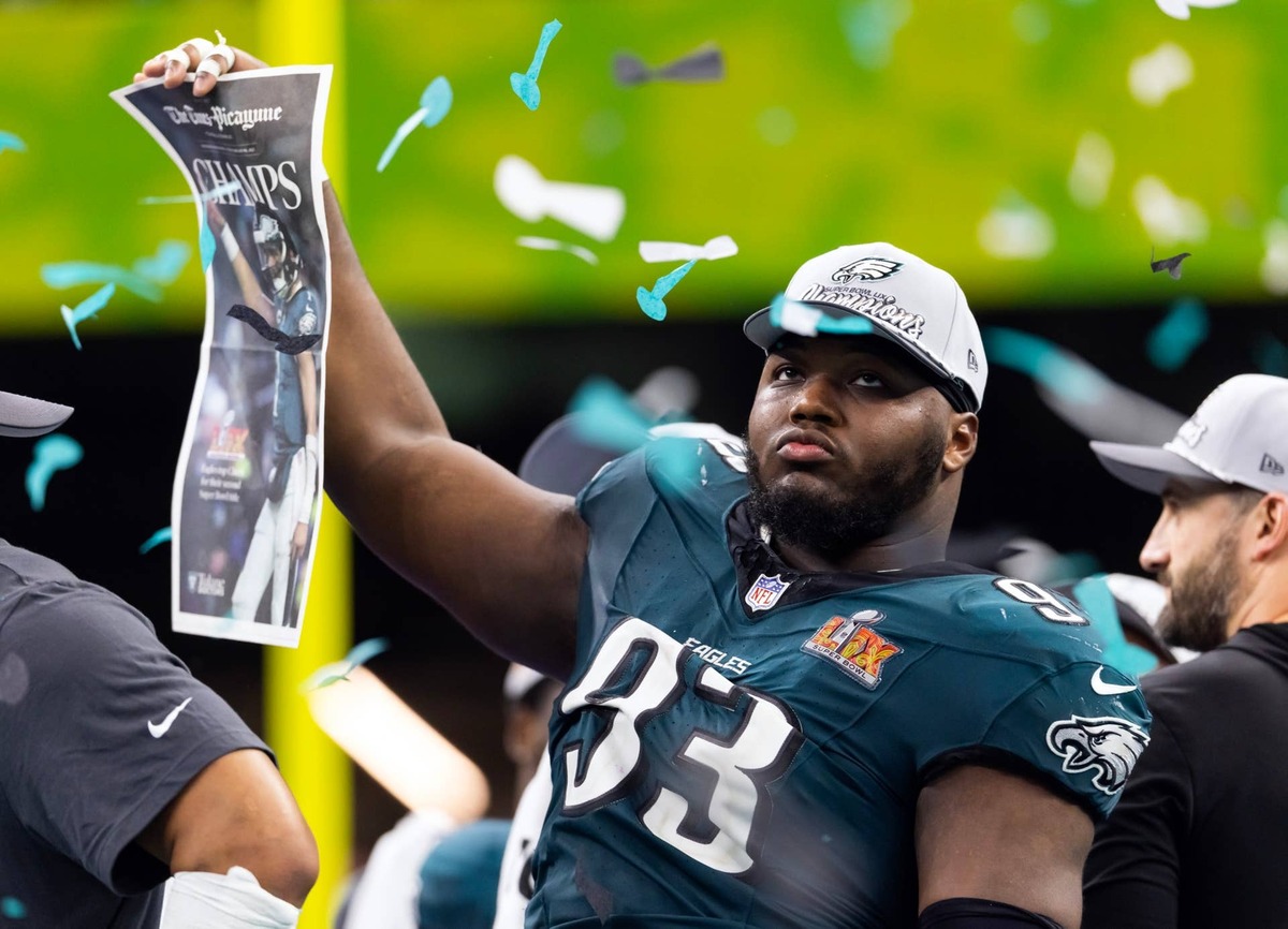  New England Patriots defensive tackle Milton Williams wants to be back in the Super Bowl and celebrating, as he did with the Eagles. © Mark J. Rebilas-Imagn Images