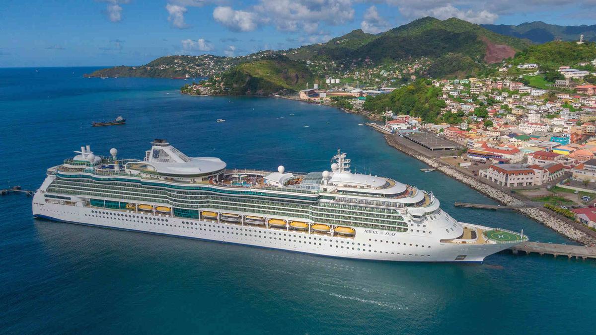 Royal Caribbean's Jewel of the Seas cruise ship docked in Grenada. 