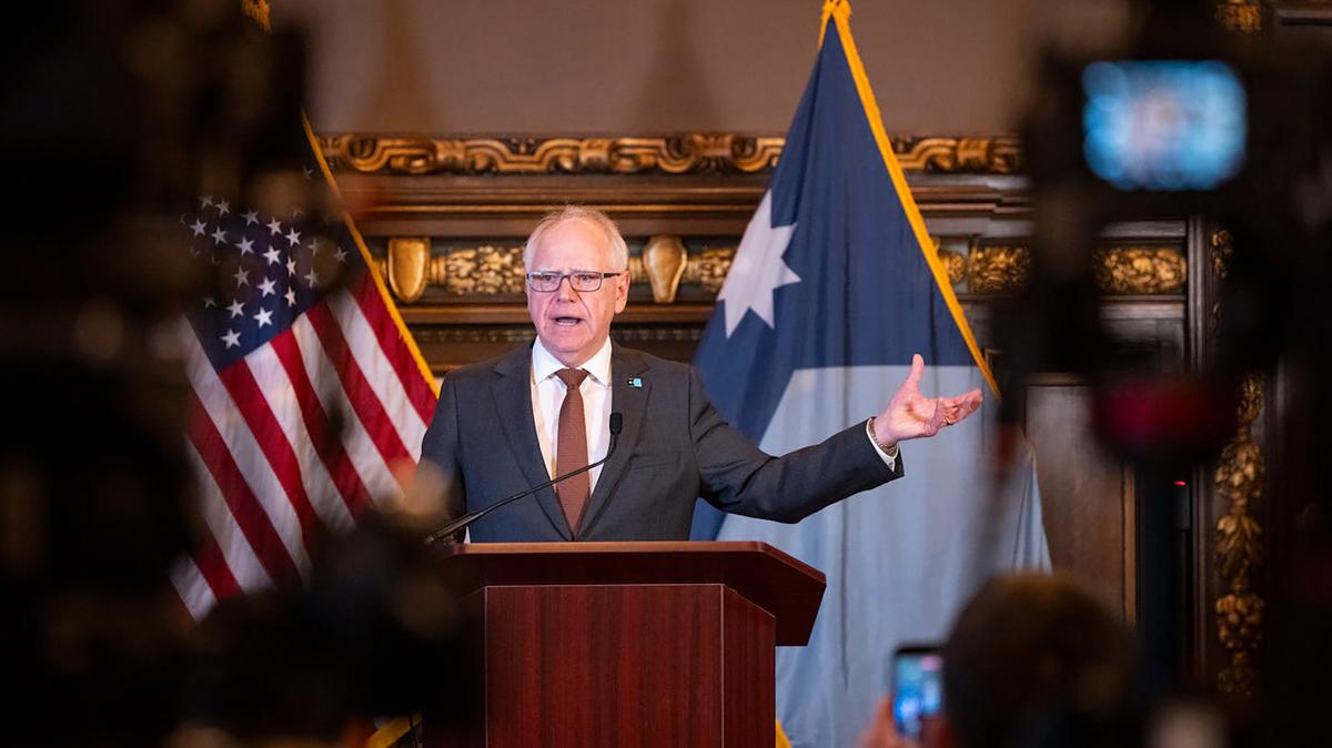 Minnesota Gov. Tim Walz, here at a news conference on March 10, 2026, introduced a proposal to transform the state's human services system. (Leila Navidi/The Minnesota Star Tribune/TNS)