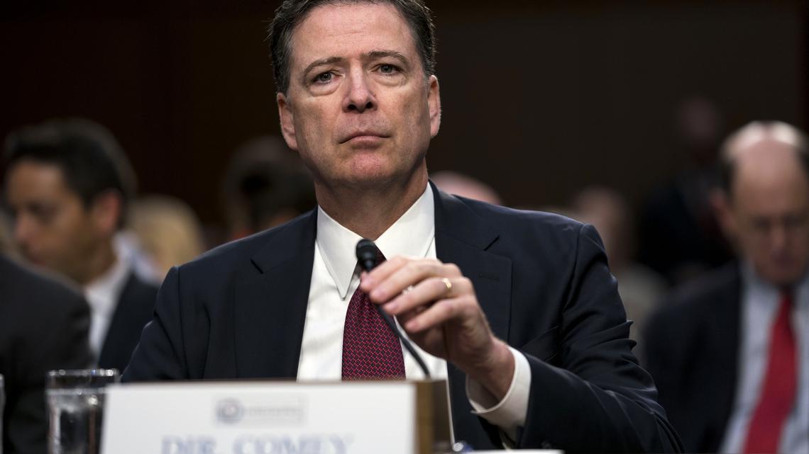 Former FBI Director James Comey appears before the Senate Intelligence Committee in Washington on June 8, 2017, weeks after he was fired by President Donald Trump. The Justice Department has secured a new indictment of Comey over a social media post, after a past indictment effort spurred by Trump in 2025 ended in failure, according to people familiar with the investigation.
