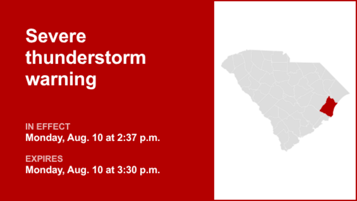 UPDATE: Georgetown County under a severe thunderstorm warning early Monday evening 