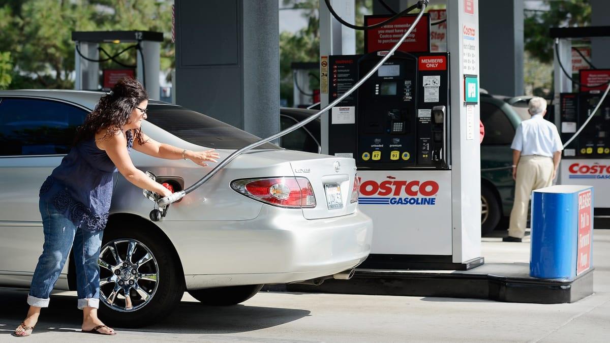 A customer refuels at a Costco gas station.