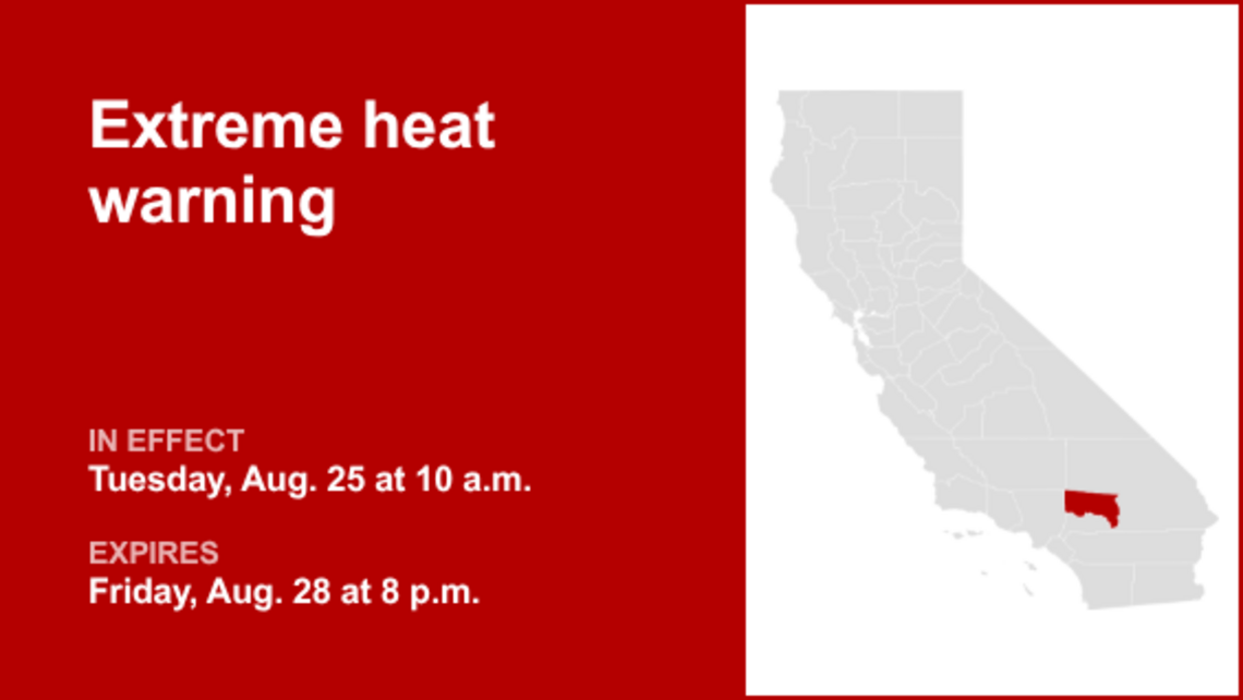 Extreme heat warning for Apple and Lucerne Valleys from Tuesday to Friday 