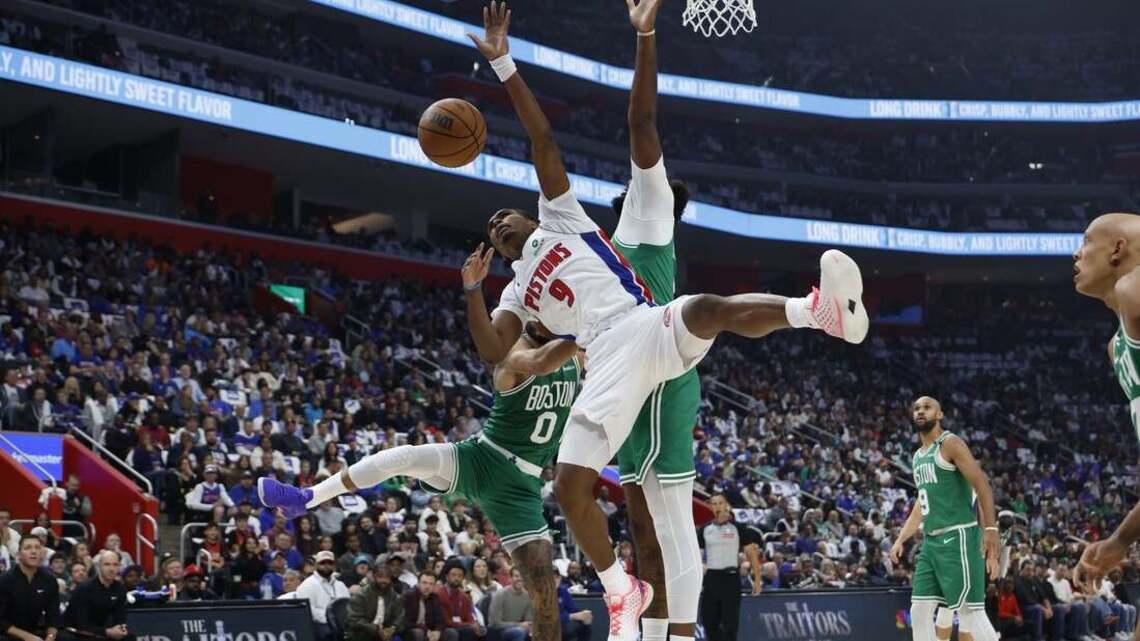 Pistons use 23-0 burst to rally past Celtics in opener 
