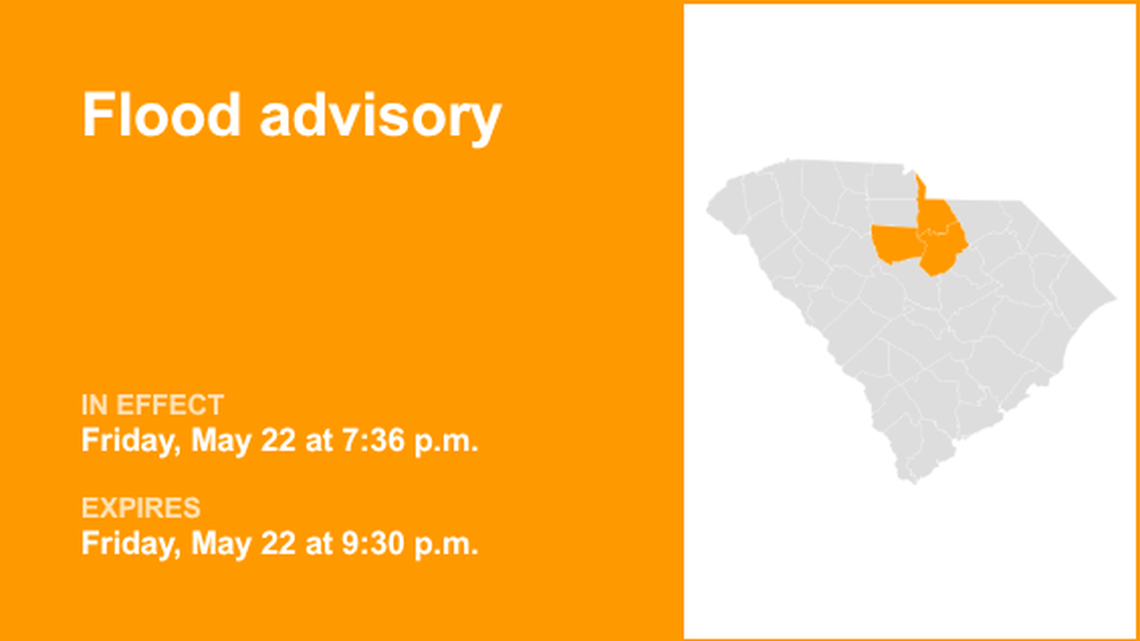 UPDATE: Flood advisory in place for Kershaw and Lancaster counties until 2 a.m. Saturday 