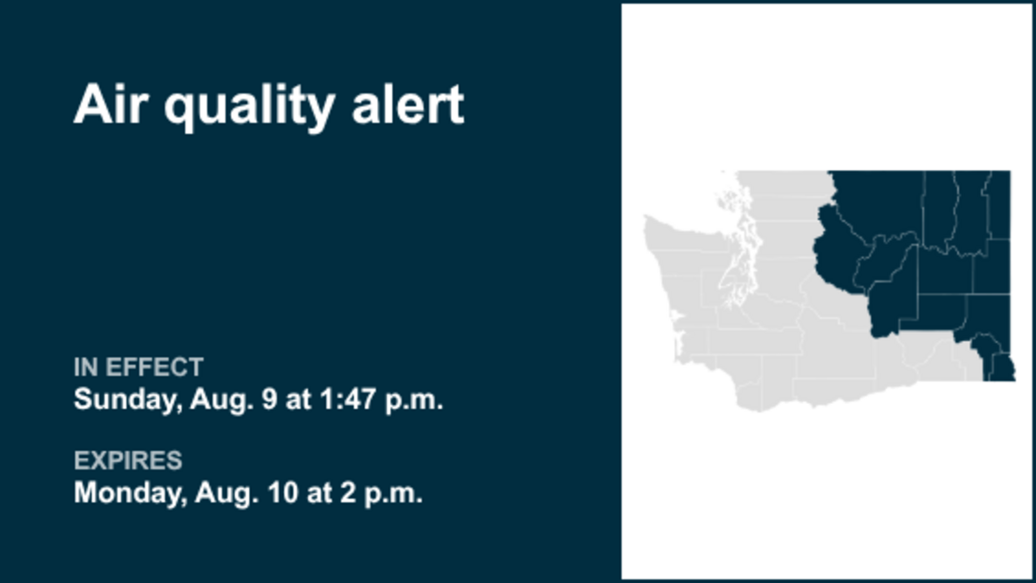Air quality alert in place for Eastern Washington for Monday 